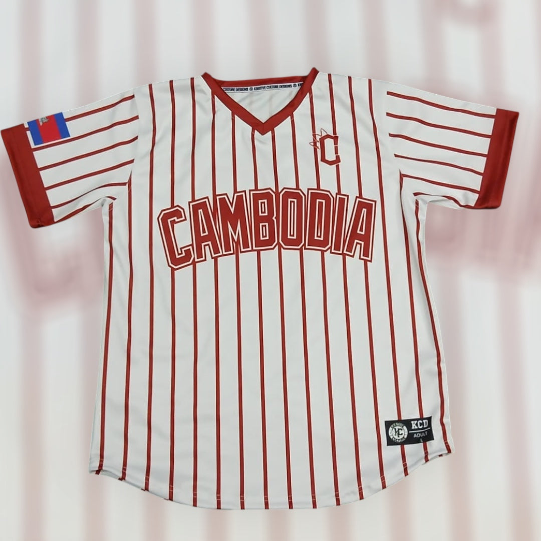 Cambodia Baseball jersey (Burgundy/white)