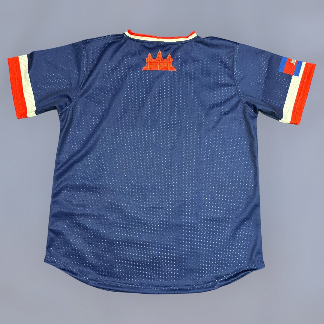 Khmer Mesh Baseball jersey (Navy Blue/Red/wht)