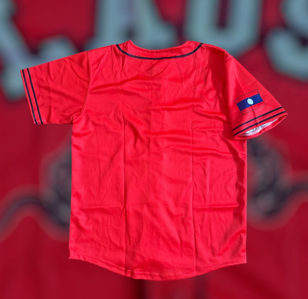 Naga Laos Button Baseball Jersey (Red/blk/white)