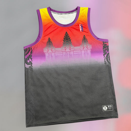 Angkor Wat Basketball Jersey (Blk/Purple/orange/yellow)