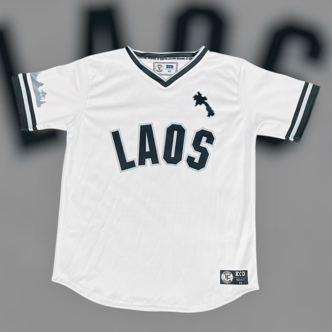 Laos Baseball Jersey (White/Black/Gray)
