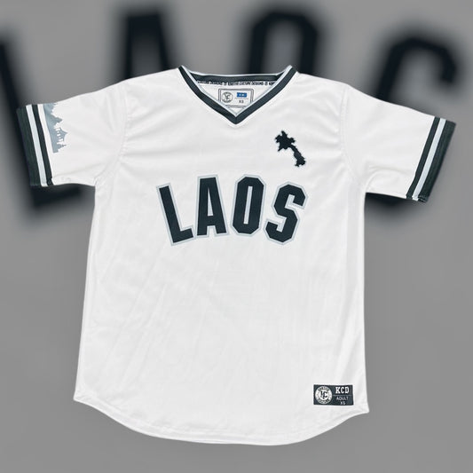 Laos Baseball Jersey (White/Black/Gray)