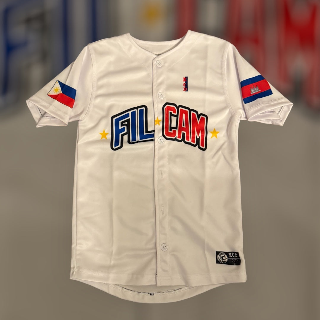 FIL-CAM  (FILIPINO-CAMBODIAN) Baseball jersey (white)