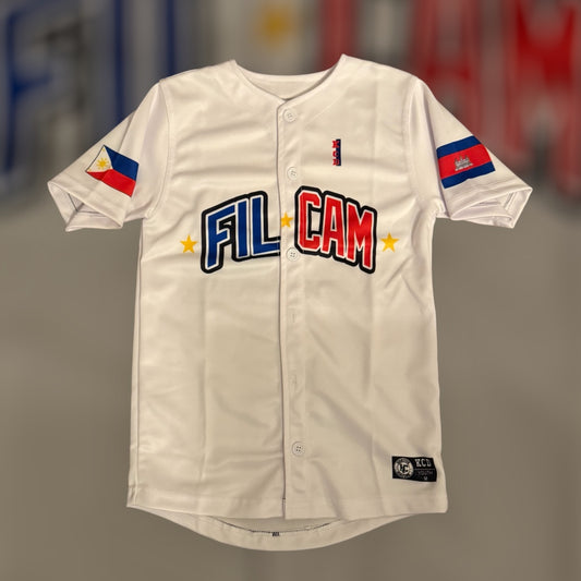 FIL-CAM  (FILIPINO-CAMBODIAN) Baseball jersey (white)