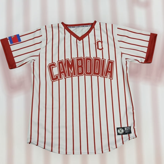 Cambodia Baseball jersey (Burgundy/white)